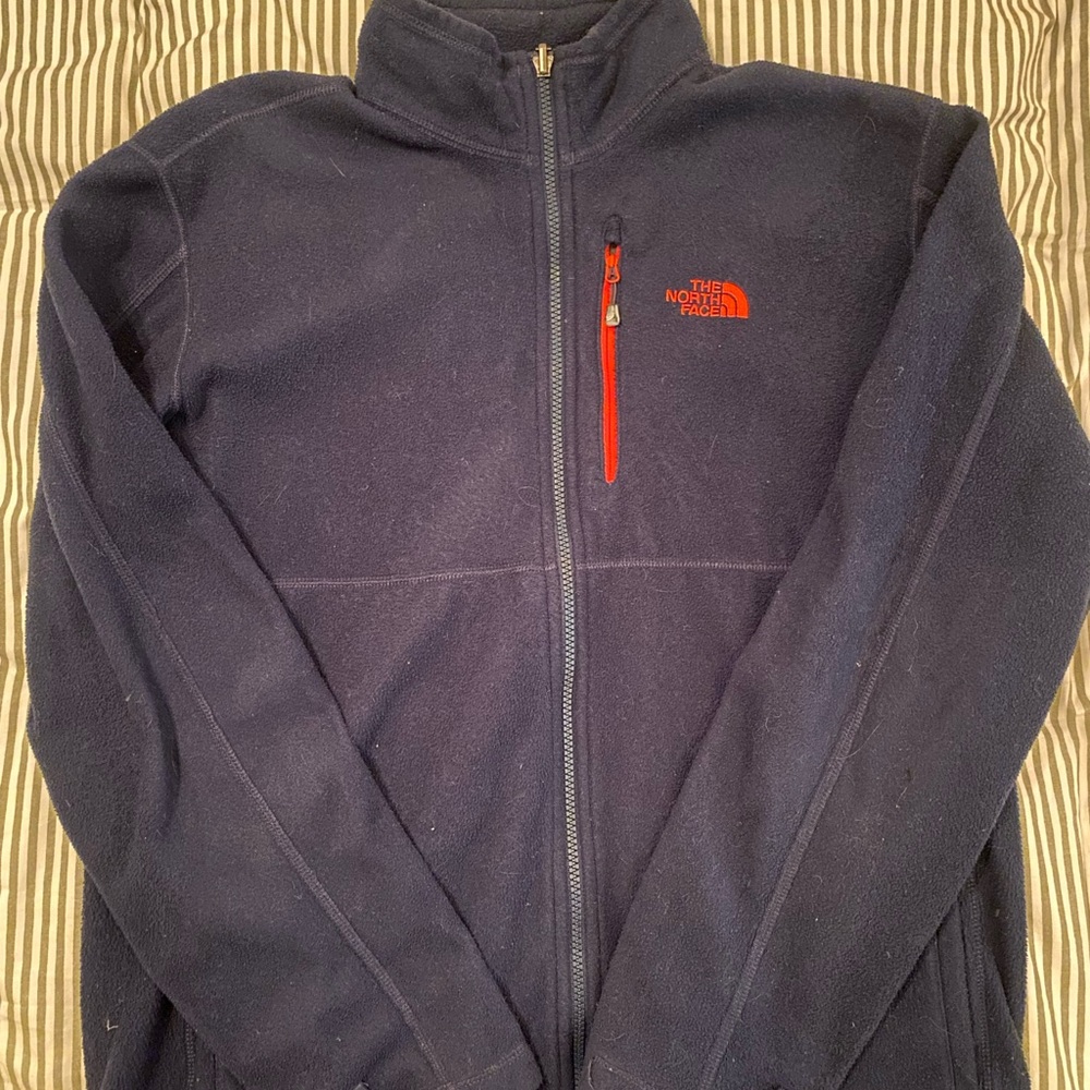 The North Face Dark Blue Fleece with Red Accents